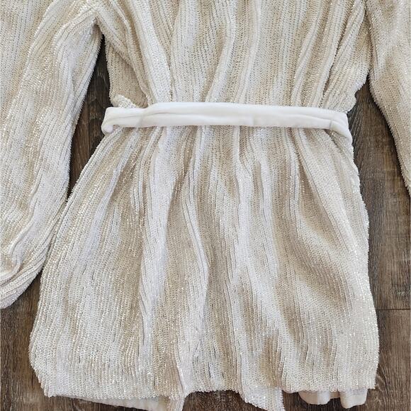 Retrofete Gabrielle Robe Dress in White Sequins Size XS Long Sleeve Blet - Picture 10 of 15